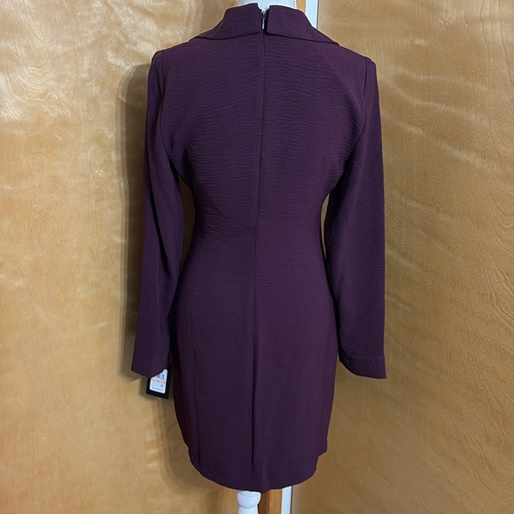 NWT DKNY Long Sleeve Faux Wrap Dress In Raisin Color Size 2 - Picture 7 of 15